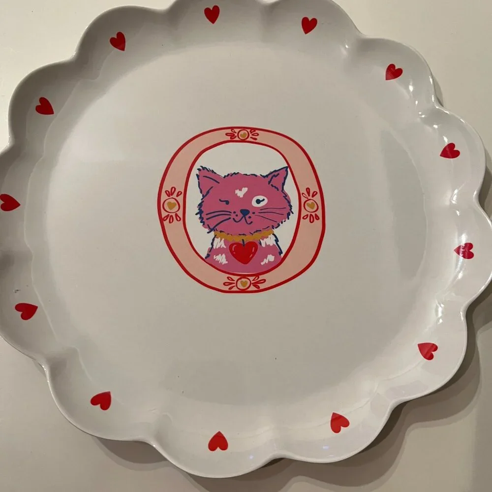 Cat Novelty Dinner Plates - Set of‎ SIX ( 10.5 inch - Melamine and Bamboo) (NEW)